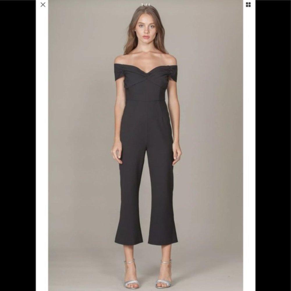 FOXIEDOX  Off The Shoulder Black Jumpsuit Size M